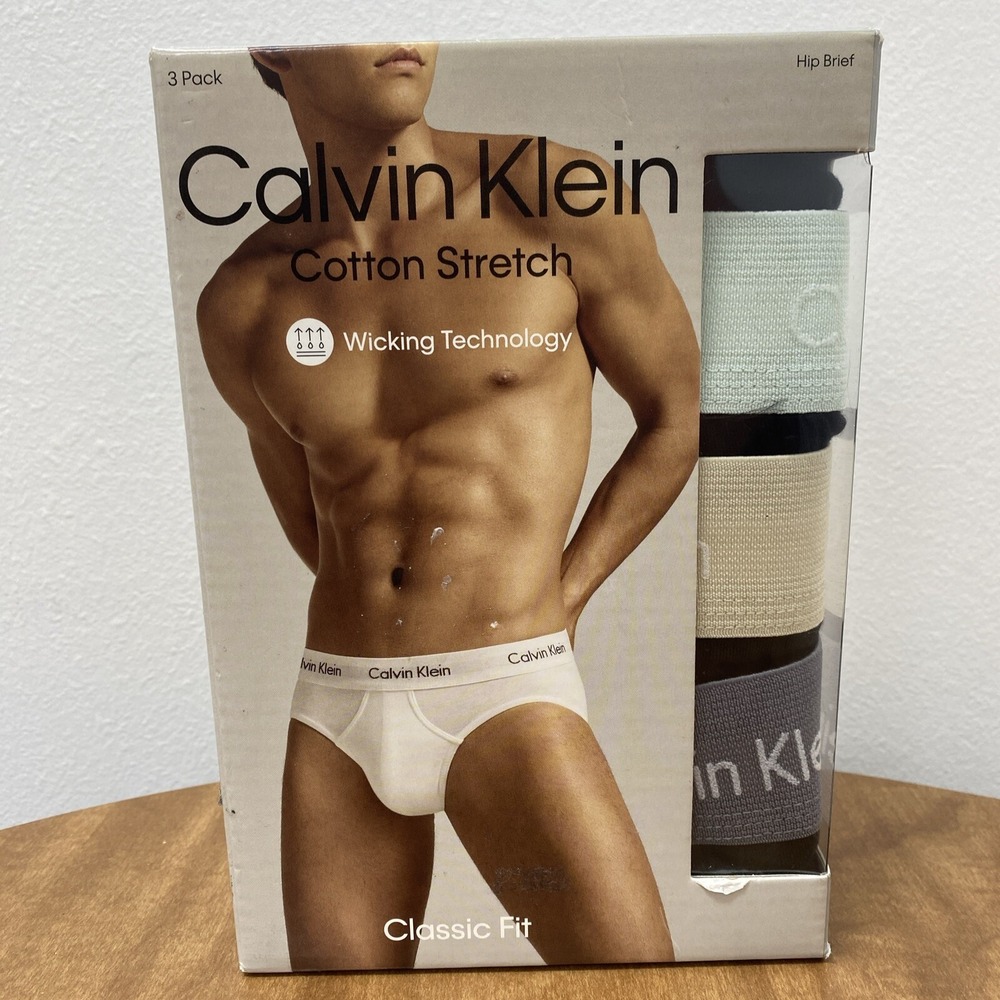 Calvin Klein Men's 3 Pack Black Classic Fit 100% Cotton Briefs Size 2XL Wicking.